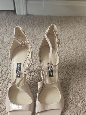 Nine West Giaa Blush Patent T-Strap Heels